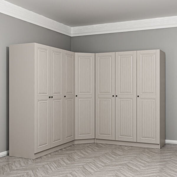 Kale 7 Kapaklı 4 Çekmeceli Köşe Dolap Kumtaşı Mebran İlkbahar