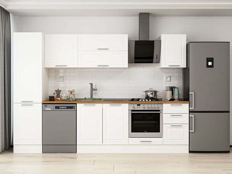 Alvinka 295X210 Cm Klasik Mebran Mutfak Dolabı Mb-E80B50S45-2 Mebran | Beyaz - Mdf