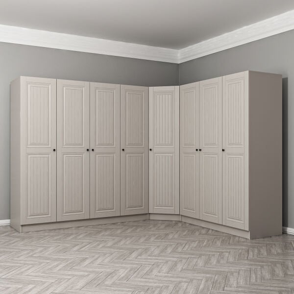 Kale 8 Kapaklı 4 Çekmeceli Köşe Dolap Kumtaşı Mebran İlkbahar