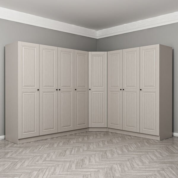 Kale 8 Kapaklı 4 Çekmeceli Köşe Dolap Kumtaşı Mebran İlkbahar