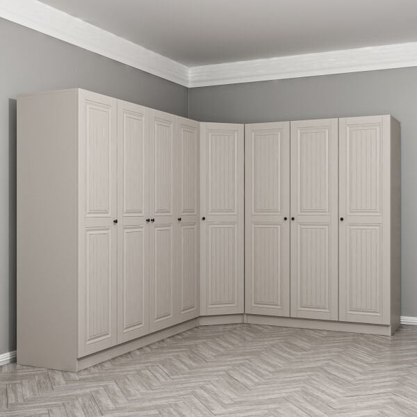 Kale 8 Kapaklı 4 Çekmeceli Köşe Dolap Kumtaşı Mebran İlkbahar