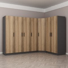 Minar Kale 7 Kapaklı 2 Ç Köşe Dolap Antrasit Dore