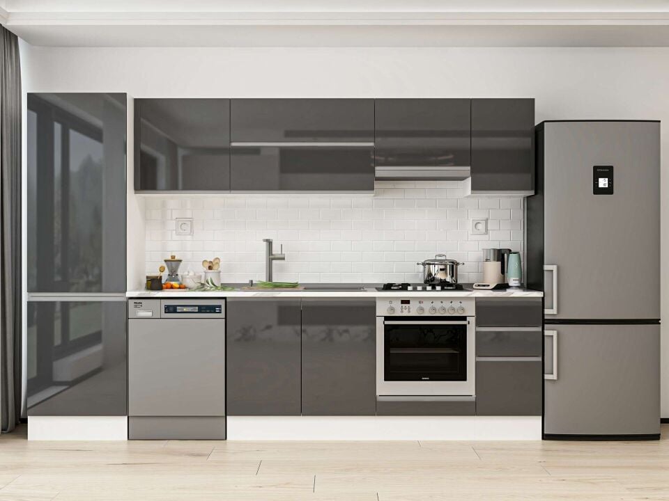 Alvinka 300X210 Cm High Gloss Mutfak Dolabı Mb-E80B60S40-1
