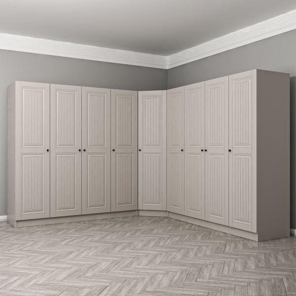 Kale 9 Kapaklı 4 Çekmeceli Köşe Dolap Kumtaşı Mebran İlkbahar