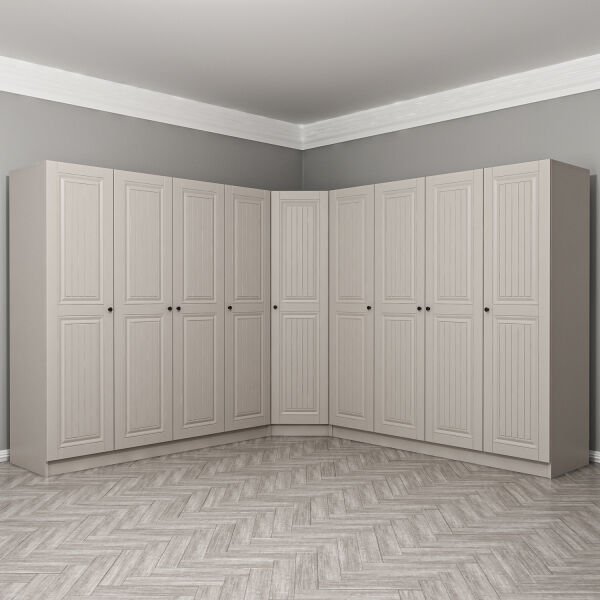 Kale 9 Kapaklı 4 Çekmeceli Köşe Dolap Kumtaşı Mebran İlkbahar