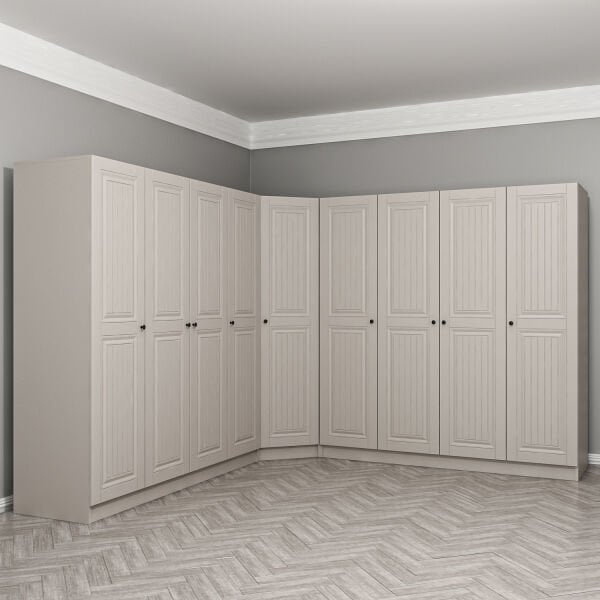 Kale 9 Kapaklı 4 Çekmeceli Köşe Dolap Kumtaşı Mebran İlkbahar