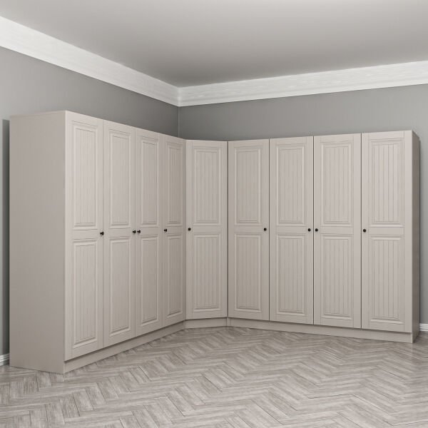 Kale 9 Kapaklı 4 Çekmeceli Köşe Dolap Kumtaşı Mebran İlkbahar