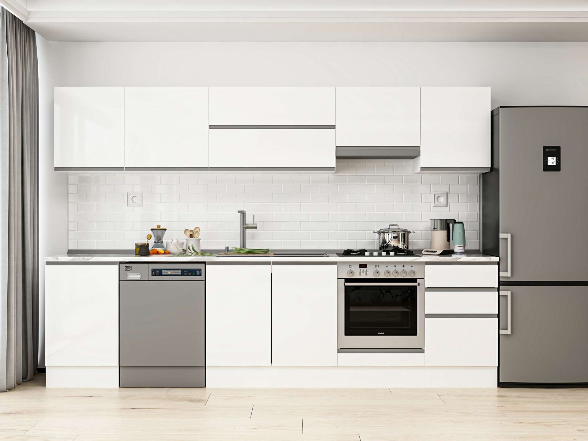 Alvinka 310X210 Cm High Gloss Mutfak Dolabı M-E90S50S50-1 High