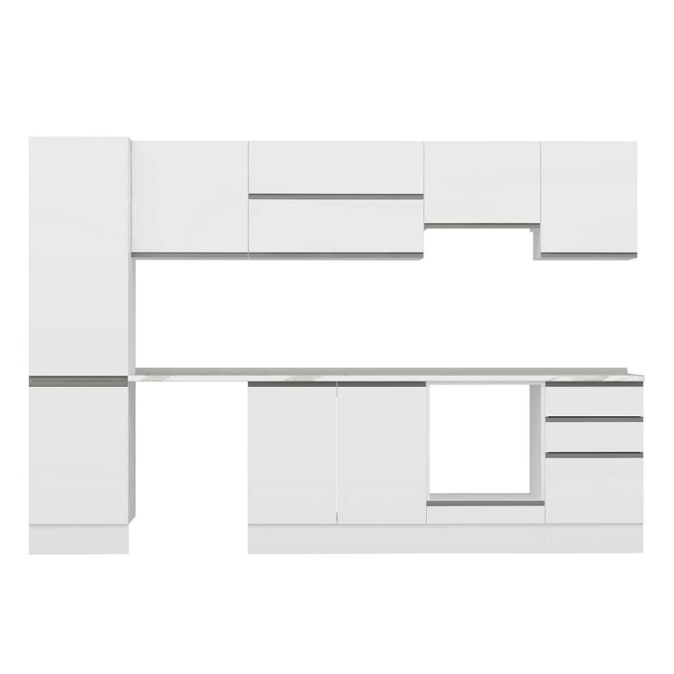 Alvinka 310X210 Cm High Gloss Mutfak Dolabı M-E90S50S50-1 High Gloss | Beyaz - Mdf