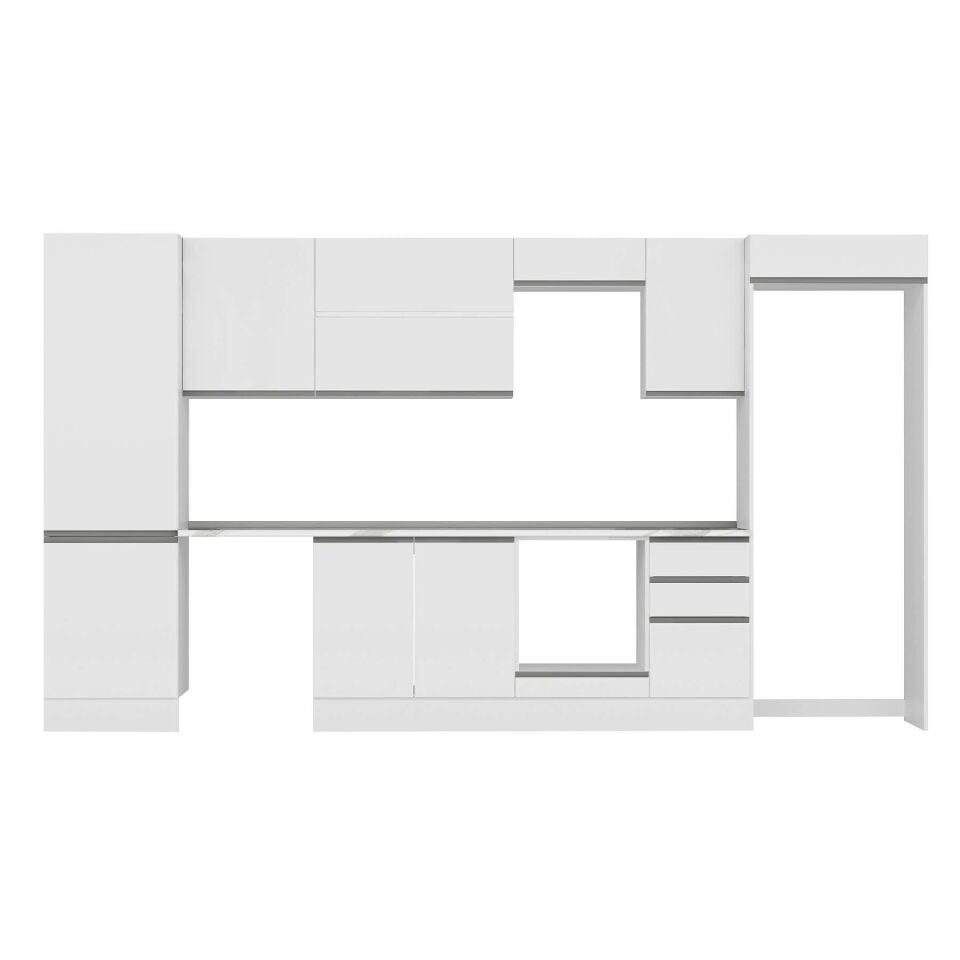 Alvinka 395X222 Cm High Gloss Mutfak Dolabı Mbb-E90B60S45-2 High Gloss | Beyaz - Mdf