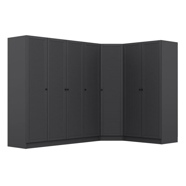 Kale 7 Kapaklı 2 Çekmeceli Köşe Dolap Antrasit Mebran Panjur