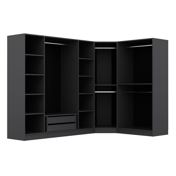 Kale 7 Kapaklı 2 Çekmeceli Köşe Dolap Antrasit Mebran Panjur