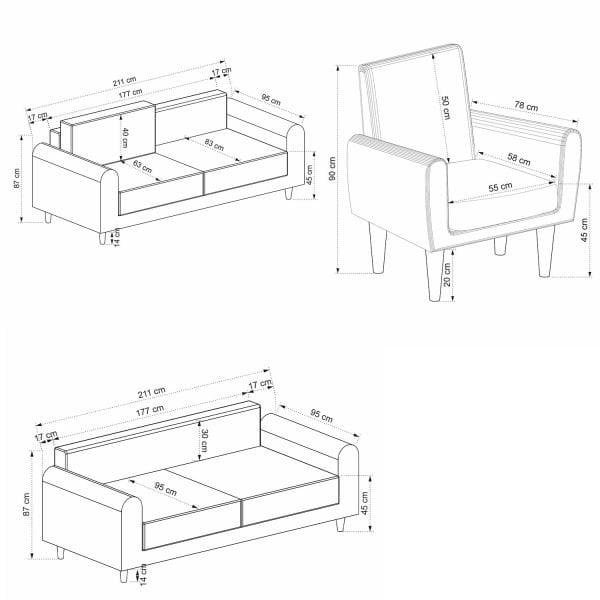 Mitra Koltuk Takımı 3+3+Berjer