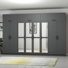 Minar Kale 8 Kapaklı 4 Aynalı 2 Ç Dolap Ve Yüklük Antrasit