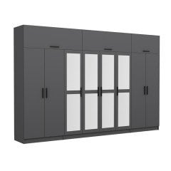 Minar Kale 8 Kapaklı 4 Aynalı 2 Ç Dolap Ve Yüklük Antrasit