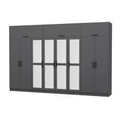 Minar Kale 8 Kapaklı 4 Aynalı 2 Ç Dolap Ve Yüklük Antrasit