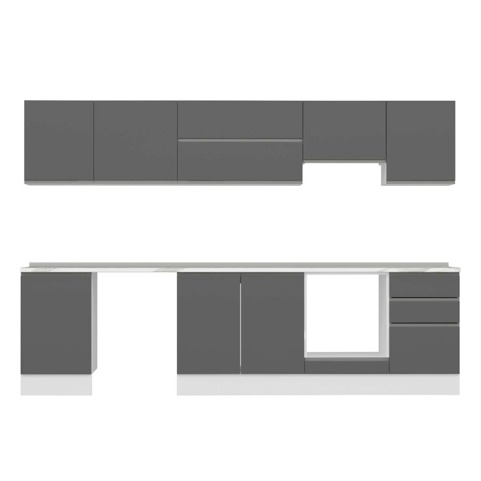 Alvinka 310X210 Cm High Gloss Mutfak Dolabı M-E90S50S50-1 High Gloss | Antrasit - Suntalam