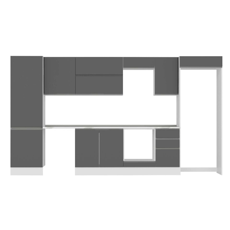 Alvinka 395X222 Cm High Gloss Mutfak Dolabı Mbb-E90B60S45-2 High Gloss | Antrasit - Suntalam
