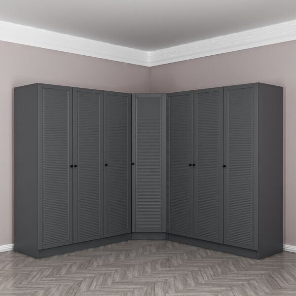 Kale 7 Kapaklı 4 Çekmeceli Köşe Dolap Antrasit Mebran Panjur