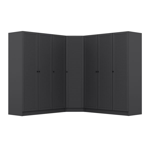 Kale 7 Kapaklı 4 Çekmeceli Köşe Dolap Antrasit Mebran Panjur