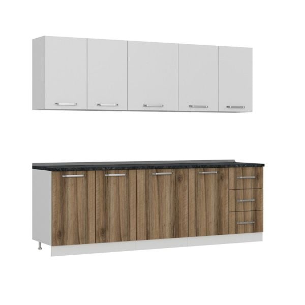 Minar 245 Cm Mutfak Dolabı Beyaz Dore 245-D1