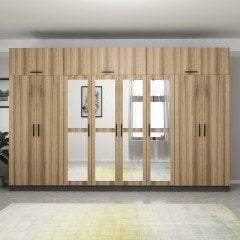 Minar Kale 8 Kapaklı 4 Aynalı 2 Ç Dolap Ve Yüklük Antrasit Dore