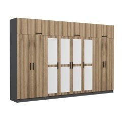 Minar Kale 8 Kapaklı 4 Aynalı 2 Ç Dolap Ve Yüklük Antrasit Dore