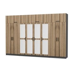 Minar Kale 8 Kapaklı 4 Aynalı 2 Ç Dolap Ve Yüklük Antrasit Dore