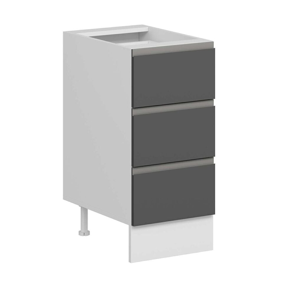 Alvinka Mutfak Modül Hg_J Alt 3Ç 40Cm Dolap Beyaz Antrasit