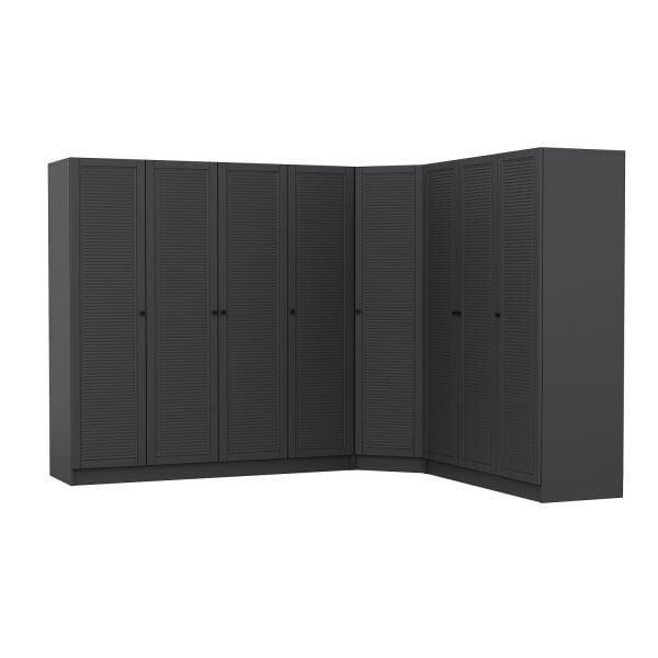 Kale 8 Kapaklı 4 Çekmeceli Köşe Dolap Antrasit Mebran Panjur