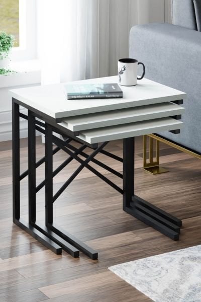 Cera Zg1 3Lü Zigon Sehpa - Beyaz