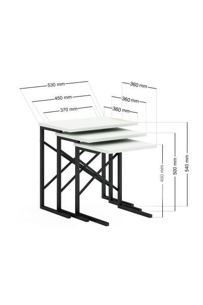 Ceramical Zg1 3Lü Zigon Sehpa - Beyaz