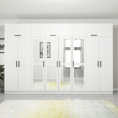 Minar Kale 8 Kapaklı 4 Aynalı 2 Çekmeceli Dolap Ve Yüklük Beyaz