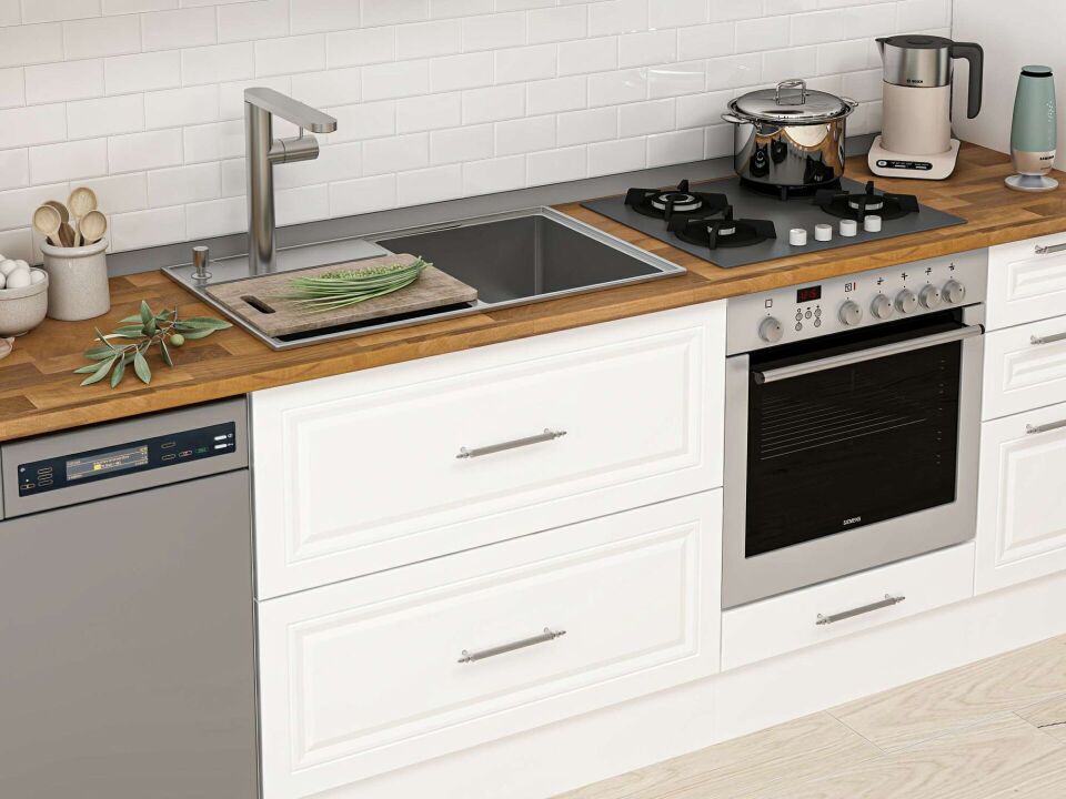 Alvinka 390X240 Cm Klasik Mebran Mutfak Dolabı Beyaz Beyaz Mbb-E90B60S40-3