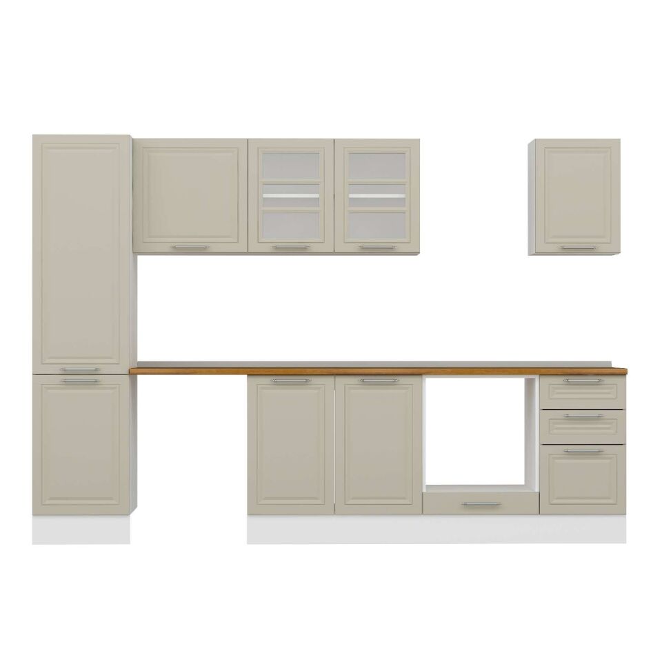 Alvinka 295X210 Cm Klasik Mebran Mutfak Dolabı Mb-E80B50S45-3 Mebran | Kumtaşı - Suntalam