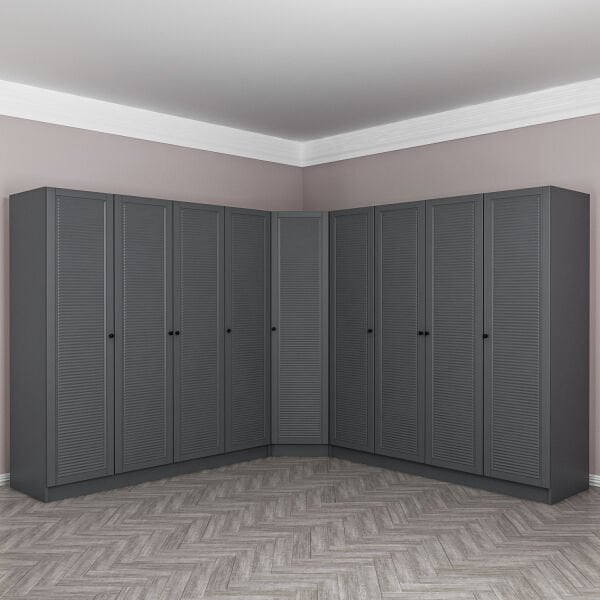 Kale 9 Kapaklı 4 Çekmeceli Köşe Dolap Antrasit Mebran Panjur