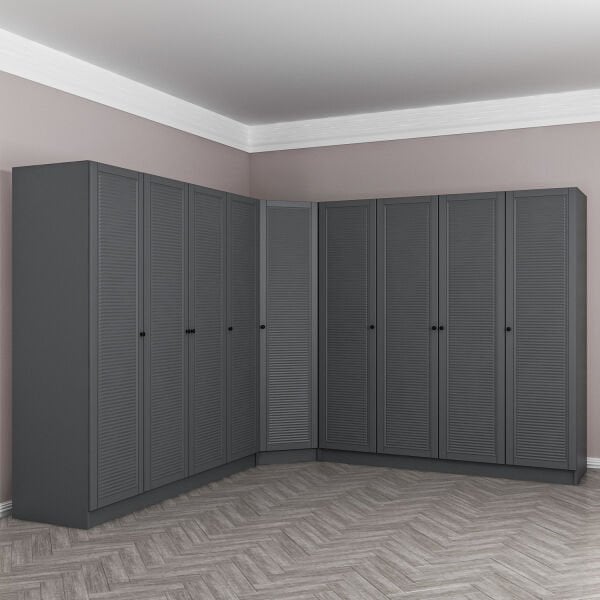 Kale 9 Kapaklı 4 Çekmeceli Köşe Dolap Antrasit Mebran Panjur