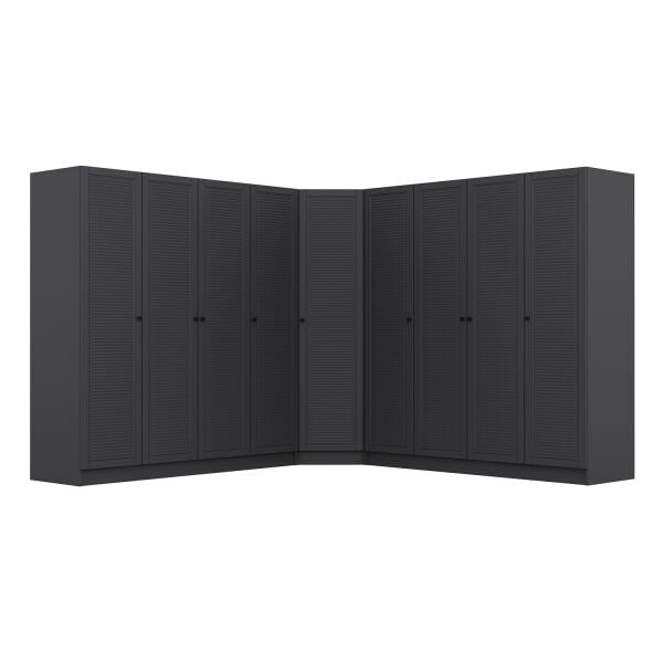 Kale 9 Kapaklı 4 Çekmeceli Köşe Dolap Antrasit Mebran Panjur