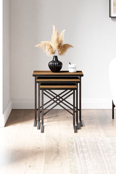 Cera Zg1 3Lü Zigon Sehpa - Barok Ceviz