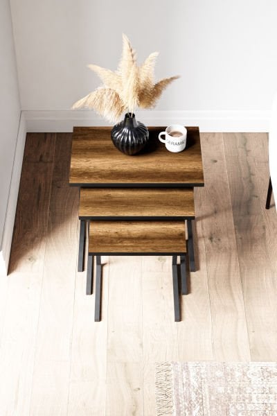 Cera Zg1 3Lü Zigon Sehpa - Barok Ceviz