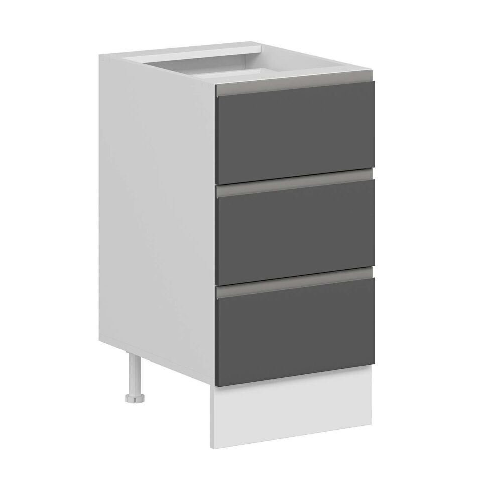 Alvinka Mutfak Modül Hg_J Alt 3Ç 45Cm Dolap Beyaz Antrasit