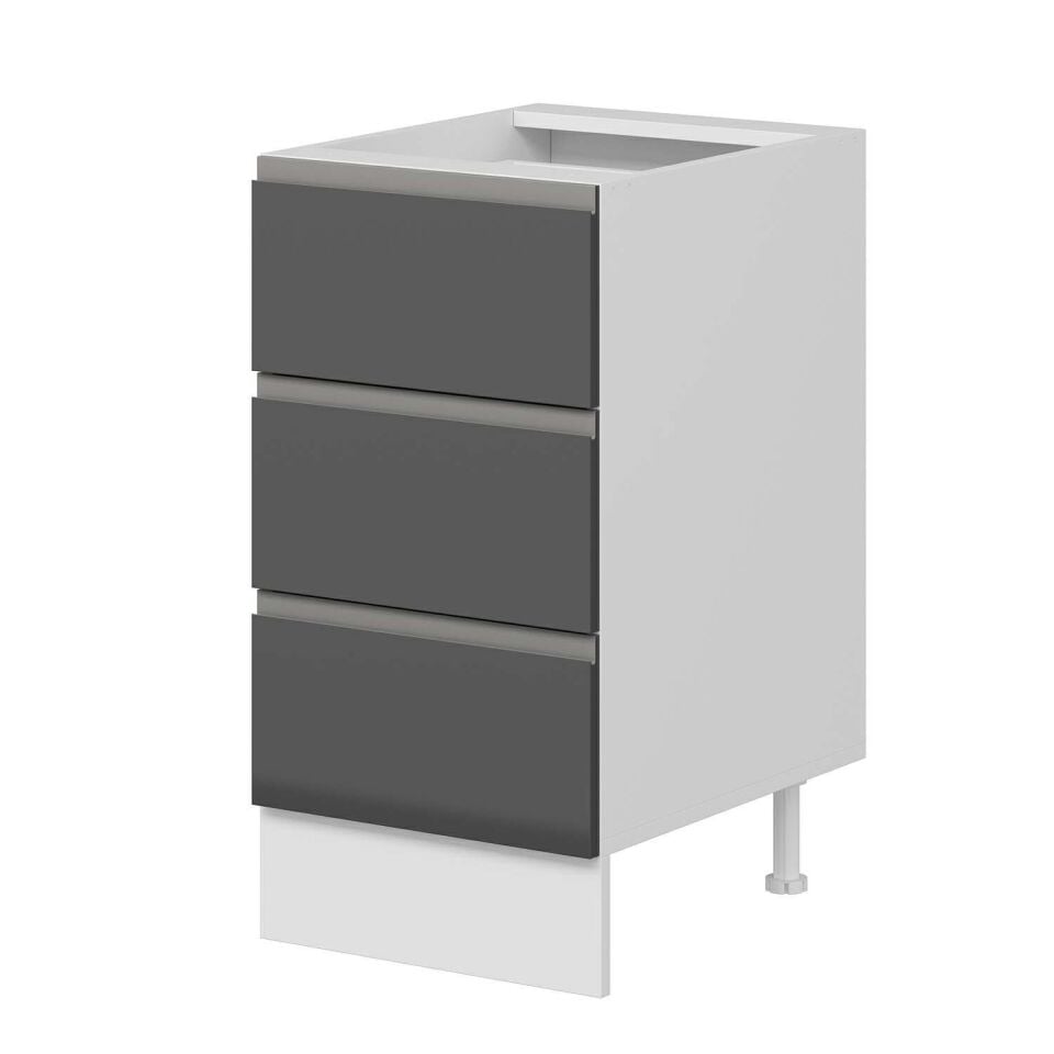 Alvinka Mutfak Modül Hg_J Alt 3Ç 45Cm Dolap Beyaz Antrasit