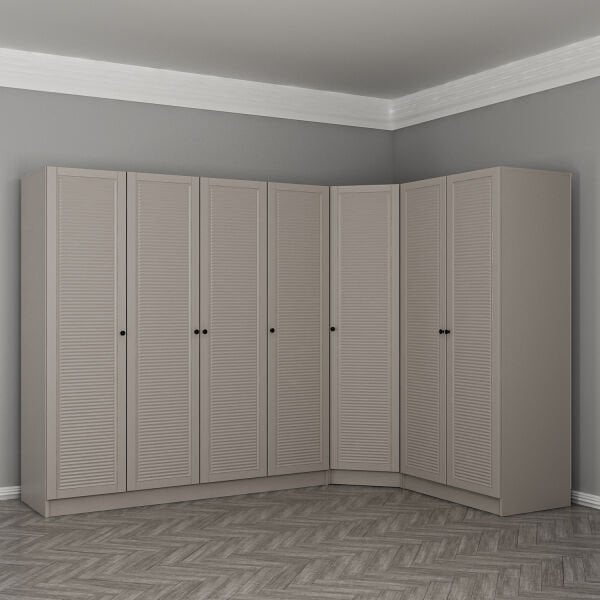 Kale 7 Kapaklı 2 Çekmeceli Köşe Dolap Kumtaşı Mebran Panjur