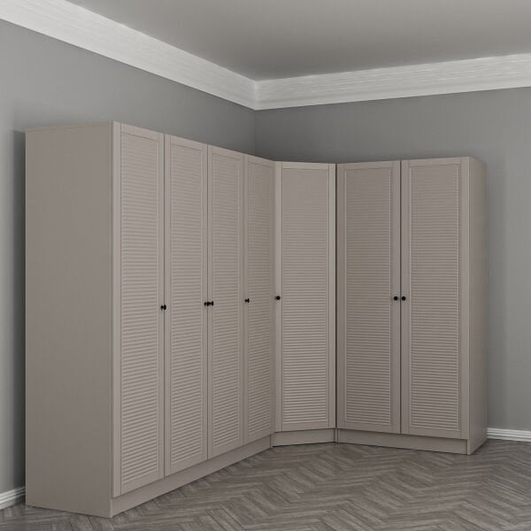 Kale 7 Kapaklı 2 Çekmeceli Köşe Dolap Kumtaşı Mebran Panjur