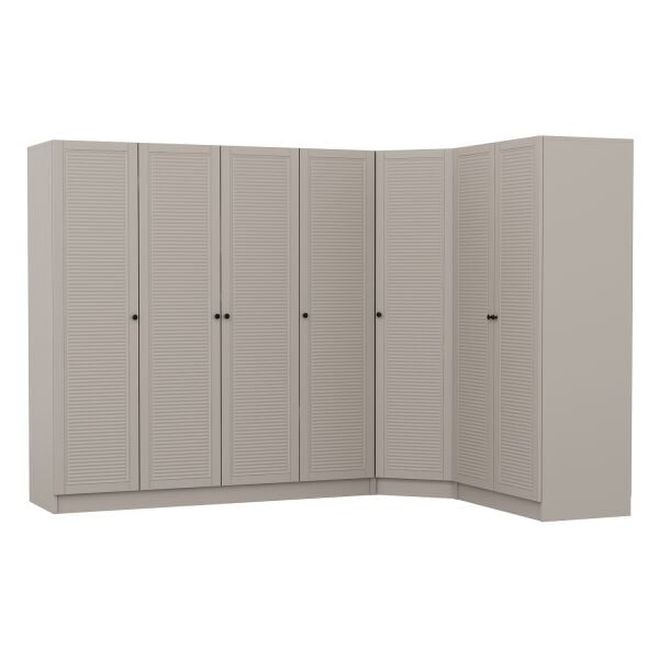 Kale 7 Kapaklı 2 Çekmeceli Köşe Dolap Kumtaşı Mebran Panjur