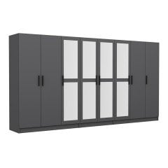 Minar Kale 8 Kapaklı 4 Aynalı 4 Çekmeceli Dolap Antrasit