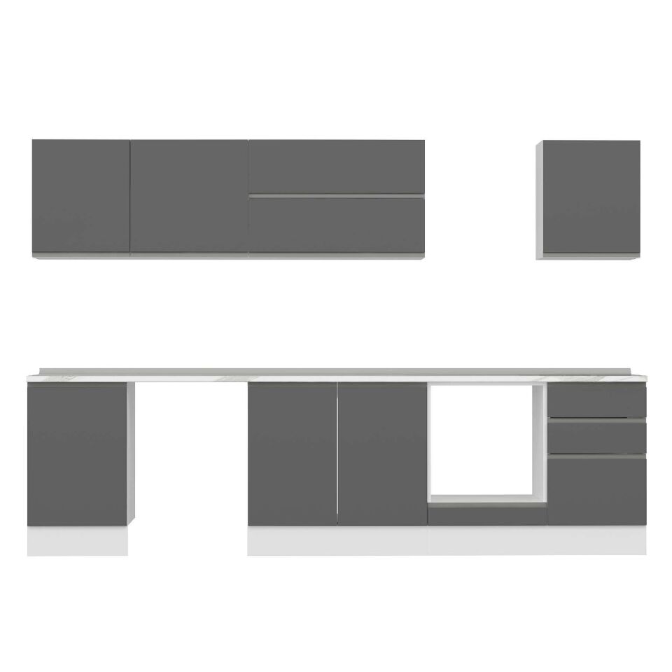Alvinka 310X210 Cm High Gloss Mutfak Dolabı M-E90S50S50-2 High Gloss | Antrasit - Suntalam