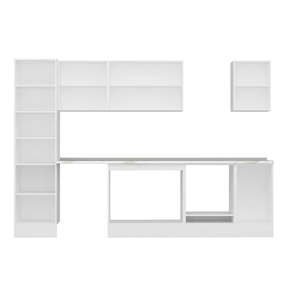 Alvinka 295X210 Cm Klasik Mebran Mutfak Dolabı Mb-E80B50S45-3 Mebran | Antrasit - Mdf