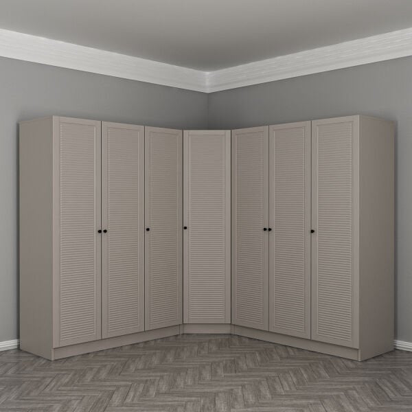 Kale 7 Kapaklı 4 Çekmeceli Köşe Dolap Kumtaşı Mebran Panjur