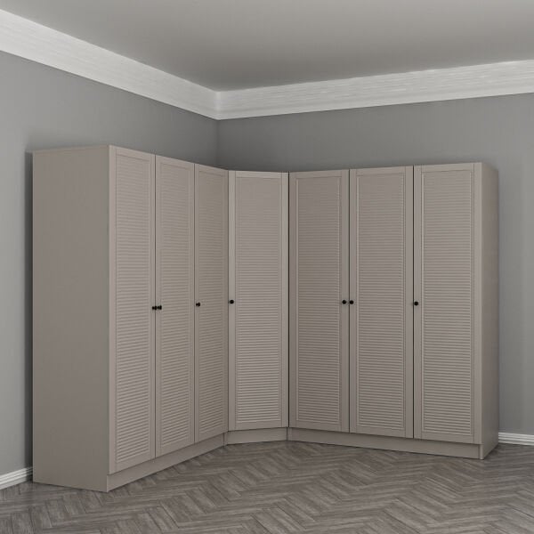 Kale 7 Kapaklı 4 Çekmeceli Köşe Dolap Kumtaşı Mebran Panjur